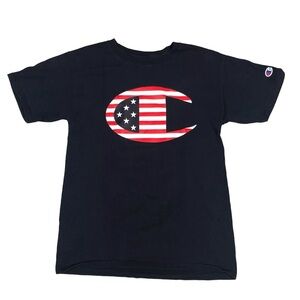 Men’s Champion Classic Jersey Tee, Stars & Stripes C Logo, Size Small